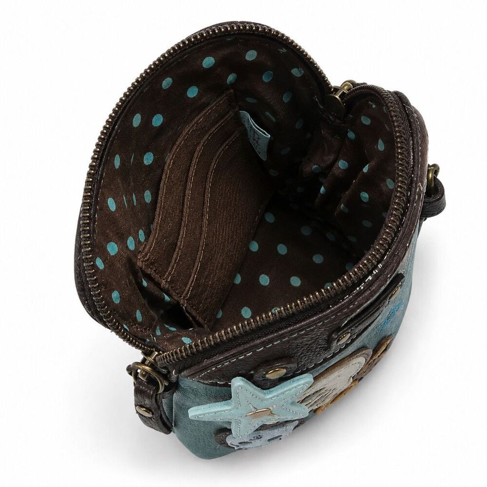Chala Sea Life Crossbody Phone Purse Teal Sand Dollar Starfish Shell Bag - Picture 3 of 6